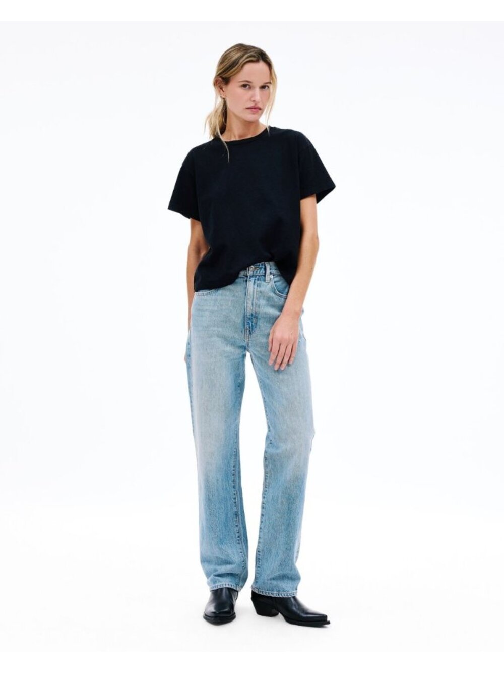 SLVRLAKE Women 29 London Jeans High Rise Straight Leg Heartache Wash Denim Blue